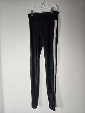 SPANX Black Leggings with White Side Stripe